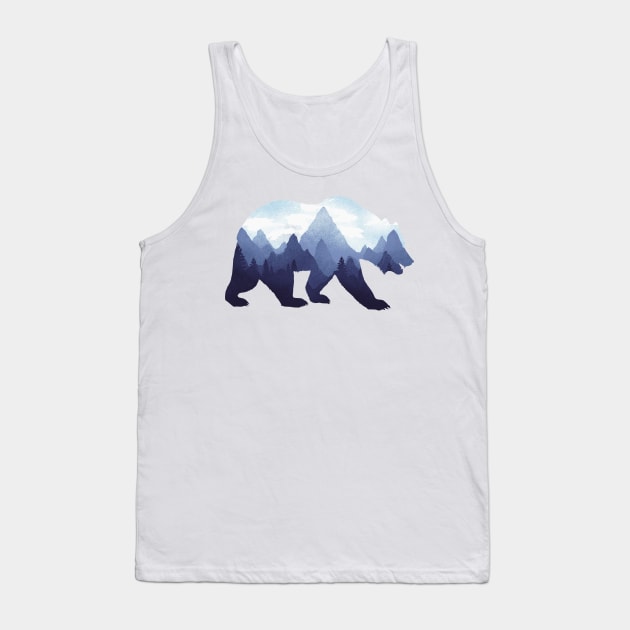 Dramabite Bear Double Exposure Grizzly Surreal Wildlife Animal Tank Top by dramabite